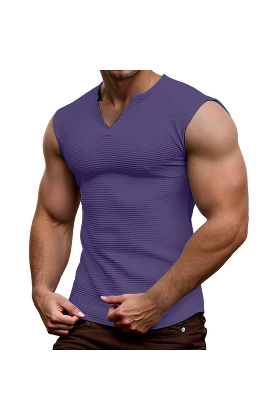 Men's V-Neck Sleeveless Tank Tops Casual Lightweight Summer Wear for Outdoor Activities Gym and Home Tank Top Men Purple XL