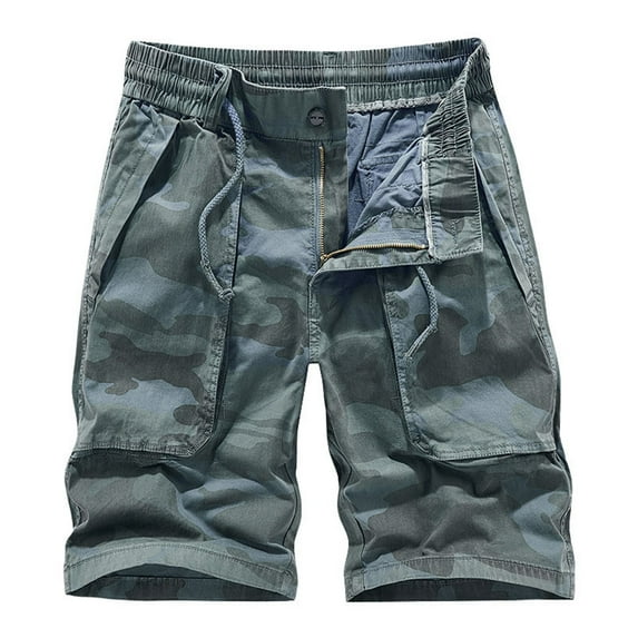 Fgnfyis Men's Wash Cargo Pants Men's Summer Day Cargo Loose Casual Pants Men's Elastic Waist Stretch Cargo Shorts Men Mens Shorts Blue 28
