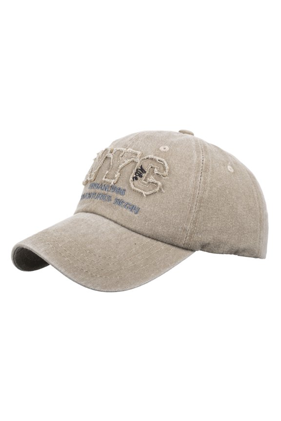 Men's Washed Baseball Cap Embroidered Bat Design Couple Unisex Hat Khaki One Size