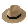 thumbnail image 1 of Fgnfyis Men's Wide Brim Straw Fedora Hat Summer Outdoor Sun Breathable Cowboy Beach Headwear Khaki One Size, 1 of 3