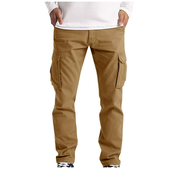 Fgnfyis Men's Work Pants with Elastic Waist Width and Soft Pants Spring and Autumn Pants Mens Cargo Pants Brown M
