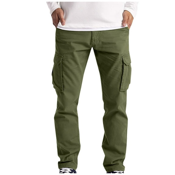 Fgnfyis Men's Work Pants with Elastic Waist Width and Soft Pants Spring and Autumn Pants Mens Cargo Pants Green M