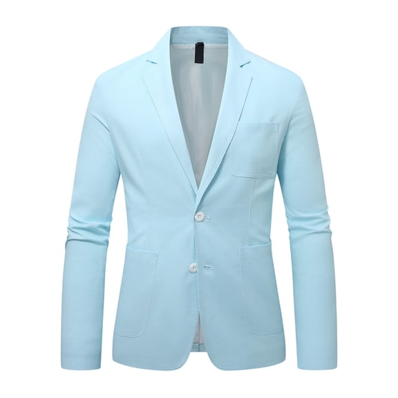 Fgnfyis Mens Blazer Classic Jacket Solid Color Formal for Business Attire Slim Fit with Tailored Design Mens Jackets Blue S