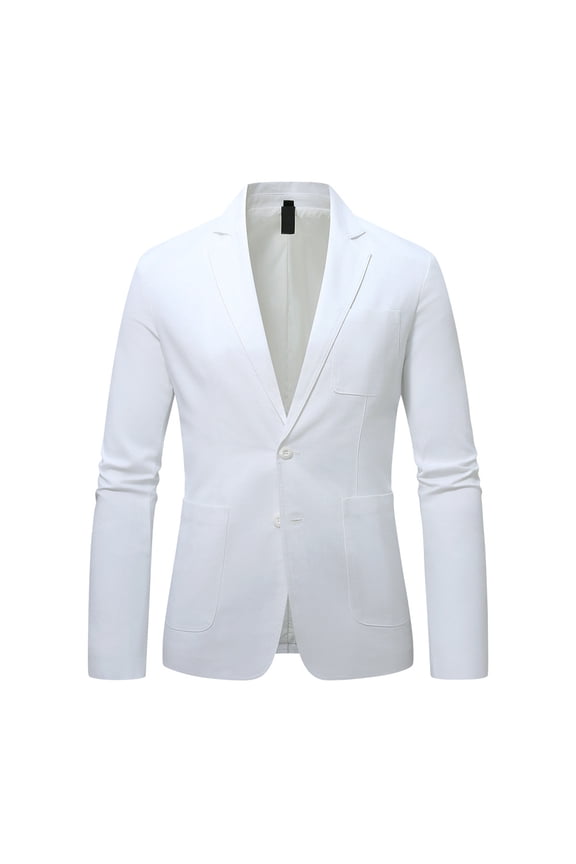 Mens Blazer Classic Jacket Solid Color Formal for Business Attire Slim Fit with Tailored Design Mens Jackets White XXXL