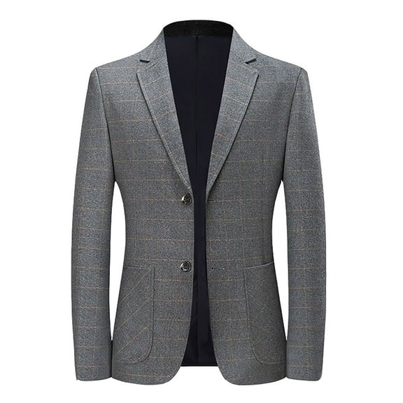 Fgnfyis Mens Blazer Jacket Male Autumn Wear Suit Jacket High End Business Casual Plaid Suit Mens Upper Garment Mens Coat Grey 175