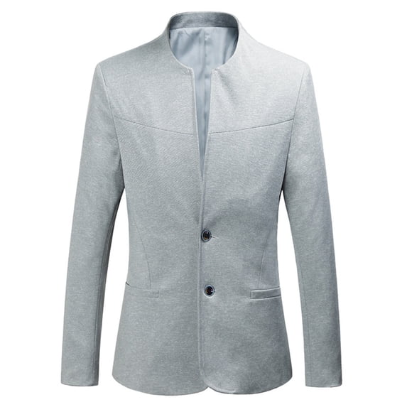 Fgnfyis Mens Blazer Jacket Spring Autumn Collar Two Button Small Suit for Men Solid Color Plus Size Fashionable Casual Mens Coat Grey M
