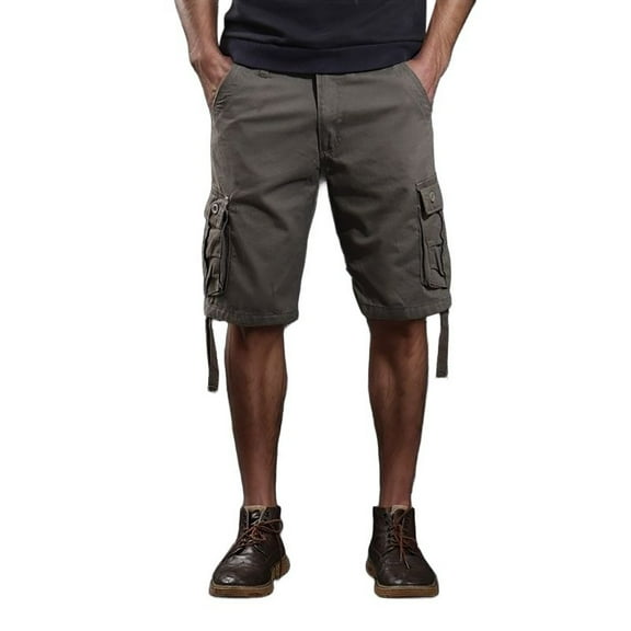 Fgnfyis Mens Casual Mid Waist Pant Short Cargo Pant Solid Splice Pocket Drawstring Shorts Fashion Solid Color Loose Pant Short Shorts for Men Dark Gray 31