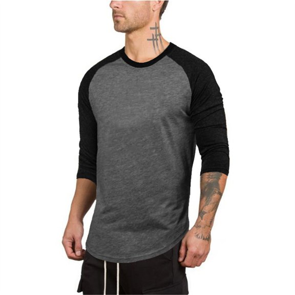 Fgnfyis Mens Casual Vintage Cool Slim Fit 3/4 Sleeve Hiking Baseball T Shirts Men's T-Shirts Grey M