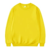 Fgnfyis Mens Crewneck Sweatshirt Solid Color Long Sleeve Lightweight Sweatshirt Casual Workout Pullover Shirt Tops Yellow XL
