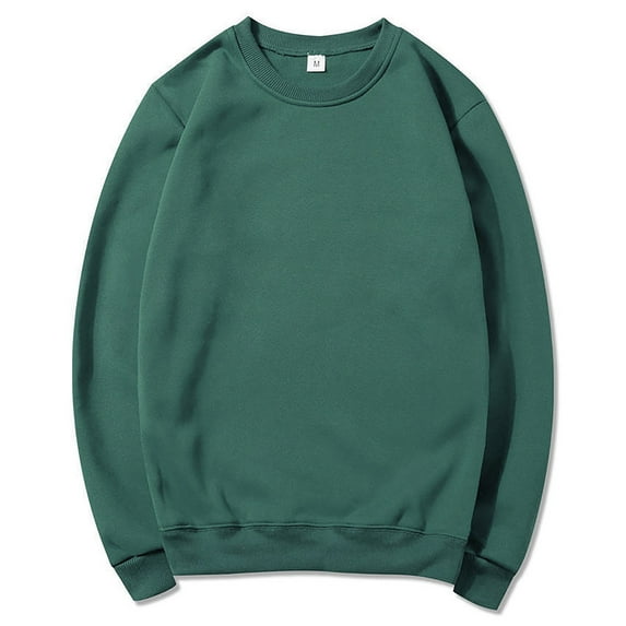 Fgnfyis Mens Crewneck Sweatshirts Solid Color Winter Round Neck Pullover Tops Casual Loose Comfortable Lightweight Trendy Sweatshirt Dark Green S