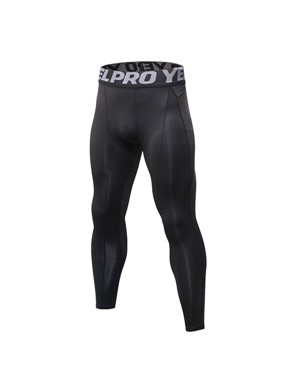 Mens Exercise Tight Fitness Running Stretch Basketball Base Training Compression Pants Fitness Pants Mens Pants Black M