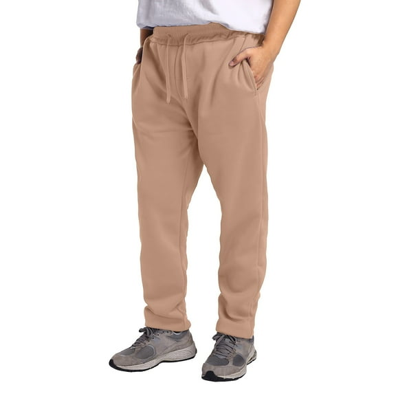 Fgnfyis Mens Hop Pants Casual Solid Color Track Lace up Workout Pants with Pocket Pants for Men Khaki M