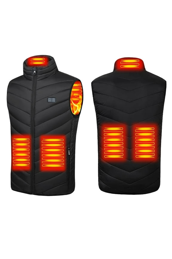 Mens Jacket 5 Control Heating Vest Usb Charging Temperature Smart Heated Jacket Unisex Warm Winter Coats for Men Black XXL