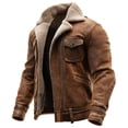 thumbnail image 1 of Fgnfyis Mens Jacket Casual Jacket for Autumn Winter Warm Soft Suede Outerwear Coat with Classic Winter Coats for Men Brown_003 L, 1 of 5