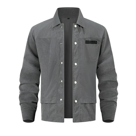 Fgnfyis Mens Jacket Corduroy Casual Jacket Stand Collar Loose Fit Outerwear Style Lightweight Comfortable Autumn Coat Mens Winter Coat Grey XS