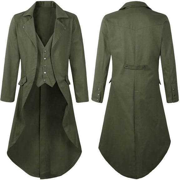 Fgnfyis Mens Jacket Gothic Tailcoat Elegant Formal Court Dress for Performance Halloween Mens Winter Coat Light Green S