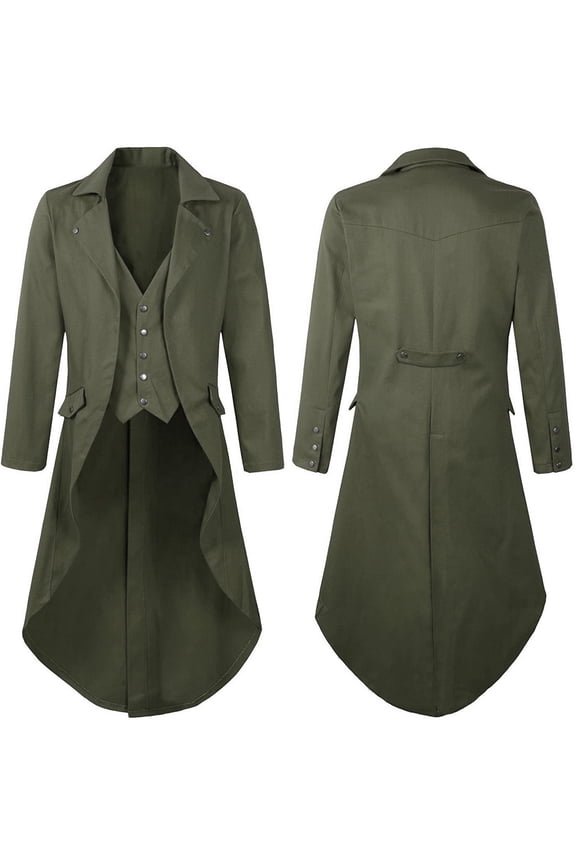 Mens Jacket Gothic Tailcoat Elegant Formal Court Dress for Performance Halloween Mens Winter Coat Light Green XXL