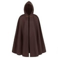 thumbnail image 1 of Fgnfyis Mens Jacket Halloween Hooded Cape Shawl Robe Cloak Performance Mens Coats Brown One Size, 1 of 4