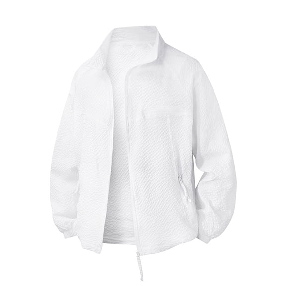 Fgnfyis Mens Jacket Lightweight Sun Protective Jacket with Lapel Collar and Side Pockets for Summer Outdoor Activities Mens Jackets White L