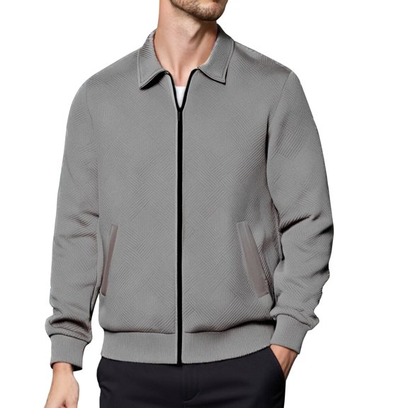 Fgnfyis Mens Jacket Mens Casual Jackets Fall Arrival Stylish Knit Zipper Cardigan Jacket for Men Versatile Lightweight Outerwear for Everyday Use Coats for Men Grey XL