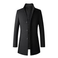 thumbnail image 1 of Fgnfyis Mens Jacket Winter Autumn Winter Casual Fashion Wool Blend Mid Length Coat Trench Coat Classic Mens Winter Coat Black L, 1 of 3