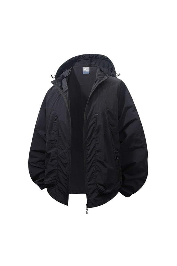 Mens Jacket Winter Summer Sun Protective Clothing for Men and Women Thin Hooded Jacket Upf Shirt Mens Coat Black XXL