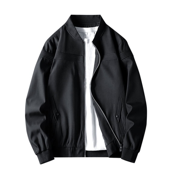 Fgnfyis Mens Jackets Casual Stylish 2026 Spring Autumn Korean Version Trend Casual Slim Fashion Zipper Unisex Jacket Tops Winter Coats for Men Black XXXL