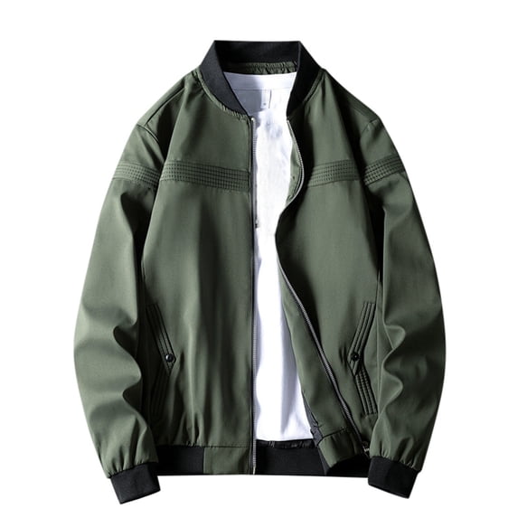 Fgnfyis Mens Jackets Casual Stylish 2026 Spring Autumn Korean Version Trend Casual Slim Fashion Zipper Unisex Jacket Tops Winter Coats for Men Green XL
