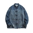 thumbnail image 1 of Fgnfyis Mens Jackets Casual Stylish Retro Button Denim Shirt Jacket Loose Fit Casual Coat Jacket for Men Blue XXL, 1 of 3