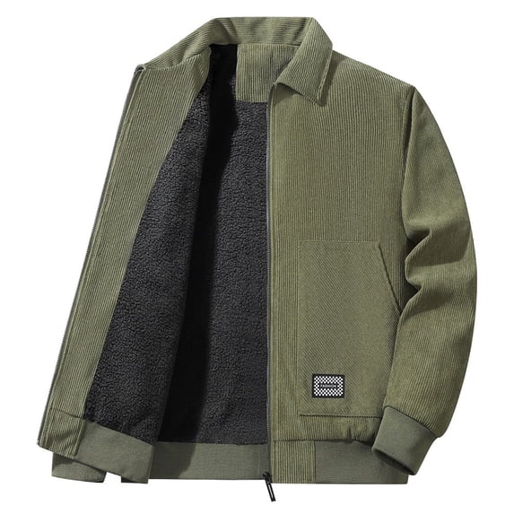 Fgnfyis Mens Jackets Corduroy Lapel Plus Size Baggy Overalls Jacket Men Winter Jacket Army Green XXXXL