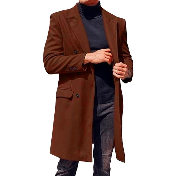 Fgnfyis Mens Jackets Fashion Handsome Long Wool Overcoat Comfortable Warm Soft Coat Mens Winter Coats Orange M