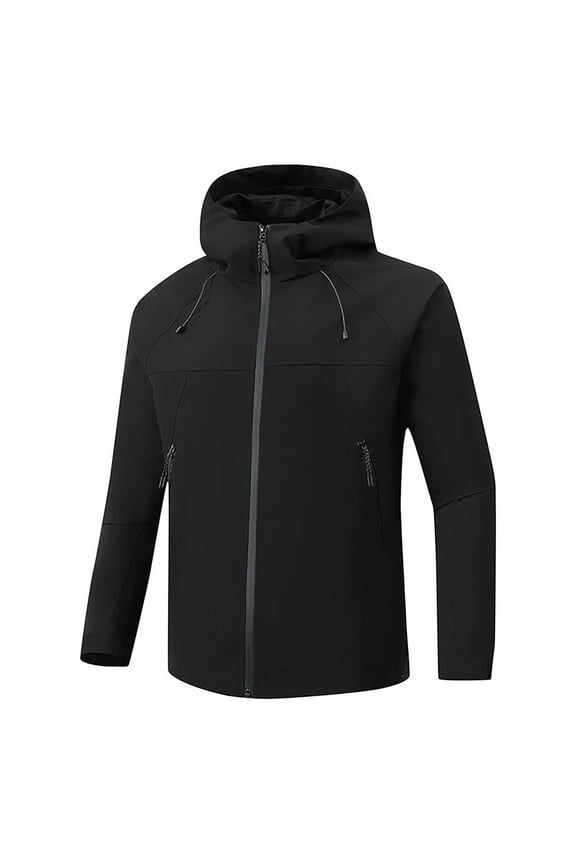 Mens Jackets Outdoor Layer Thin Mountaineering Windproof Breathable Hardshell Jacket Work Jackets for Men Black XXL