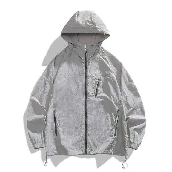 Fgnfyis Mens Jackets Summer Sun Protective Clothing for Men and Women Thin Hooded Jacket Upf Shirt Mens Winter Coats Grey XL