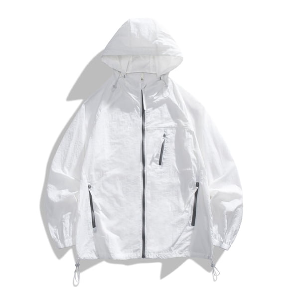 Fgnfyis Mens Jackets Summer Sun Protective Clothing for Men and Women Thin Hooded Jacket Upf Shirt Mens Winter Coats White XL