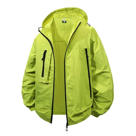 Fgnfyis Mens Jackets Summer Sun Protective Clothing for Men and Women Thin Hooded Jacket Upf Shirt Mens Winter Jacket Green XXL