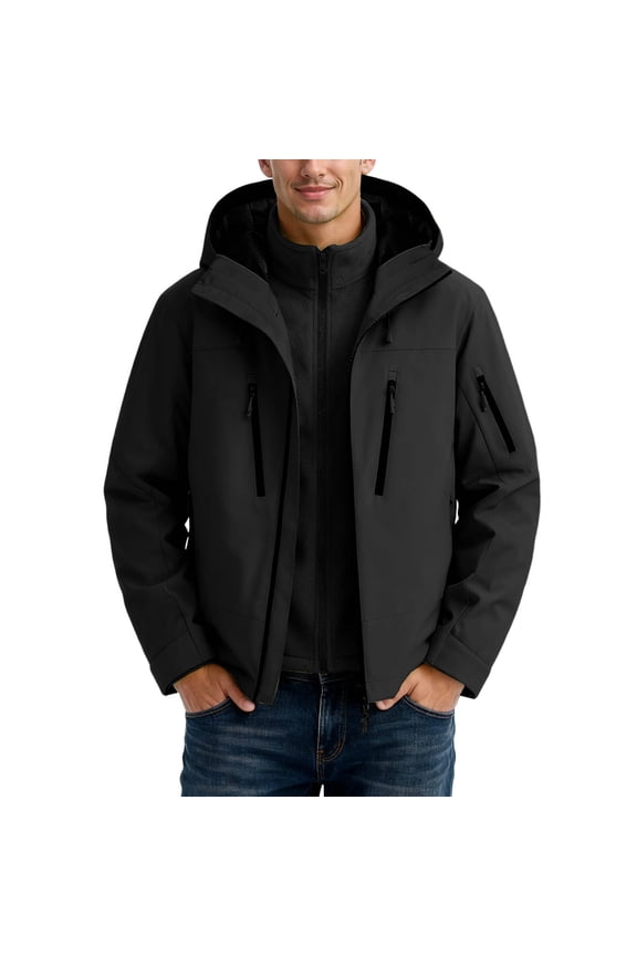 Mens Jackets Windproof Jacket Universal Raincoat for Couples Outdoor Hiking and Sports with Layer Winter Coats for Men Black S