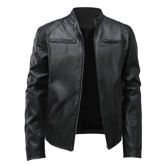 Fgnfyis Mens Leather Jacket Fashion Summer Windproof Rainproof Motorcycle Riding Daily Casual Solid Color Top Mens Coats and Jackets Black S