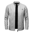thumbnail image 1 of Fgnfyis Mens Leather Jacket Large Size Stand Collar Trend Slim Fit Casual Motorcycle Style Mens Coat White M, 1 of 5