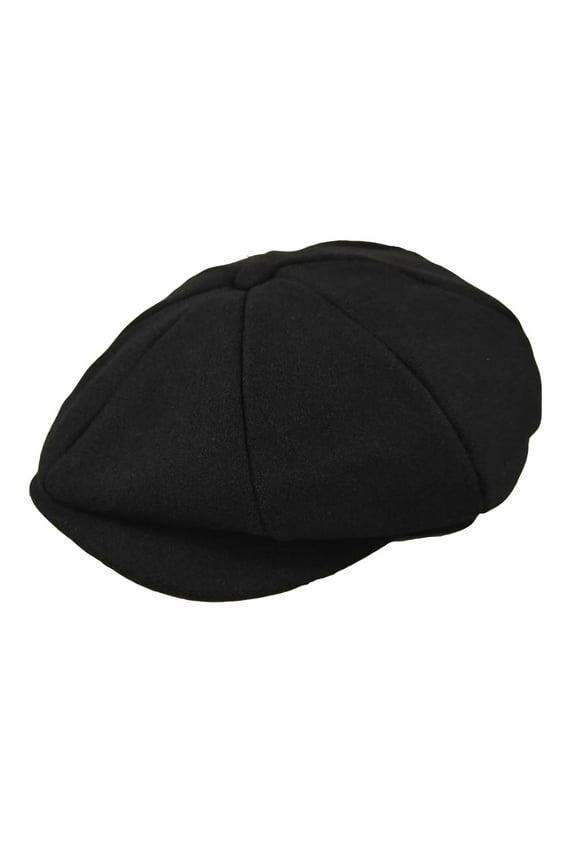 Mens Hat Unisex Solid Color Newsboy Cap Cabbie Flat Cap for Men and Women Casual Style Black