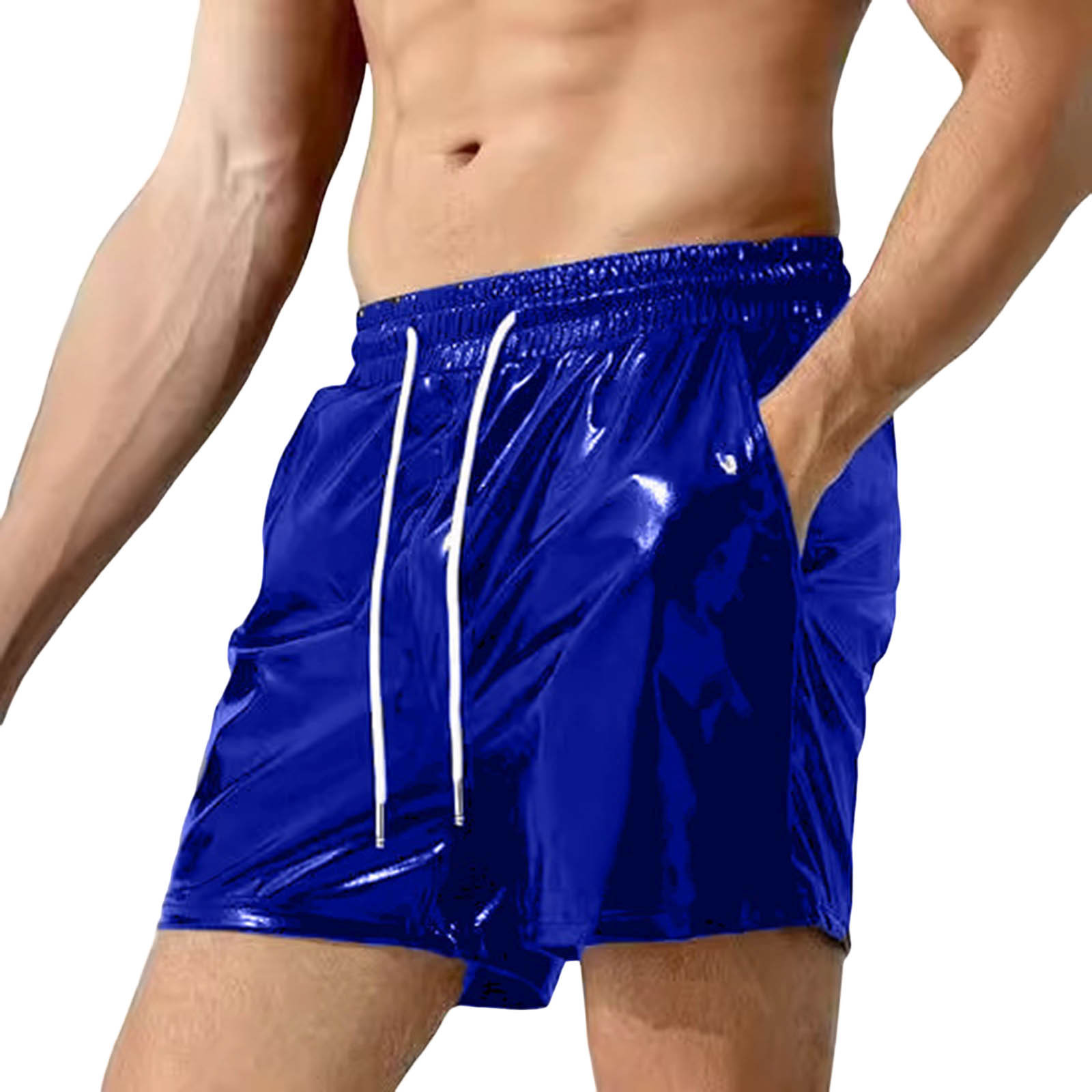 Fgnfyis Mens Sexy Shorts Metallic Shiny Sparkly Hot Drawstring Short 