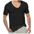 thumbnail image 1 of Fgnfyis Mens Summer Thin V Neck Solid Color Sweater Summer Short Sleeve Knit T Shirt Top T Shirts for Man Black XXL, 1 of 7