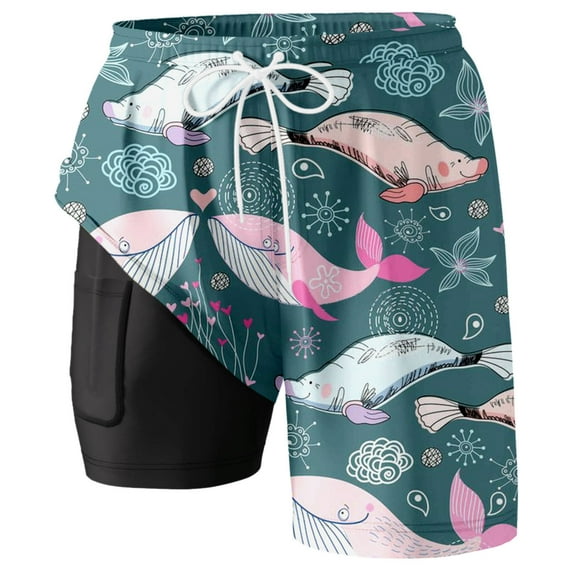 Fgnfyis Mens Swim Trunks with Compression Lined Short Bathing Suits for Men 7 Inch Inseam Liner Men's Swimming Trunk Men Swim Shorts Camouflage_015 M