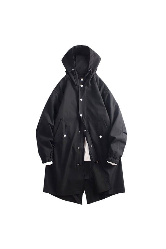 Mens Winter Coat Longline Hooded Windbreaker Coat Autumn Winter Thickened Casual Outerwear Jacket Windproof Warm Jackets for Men Black M
