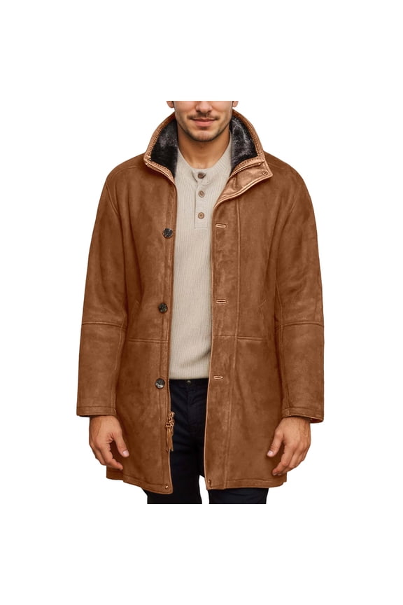 Mens Winter Coats Cozy Mid Length Wool Blend Overcoat Loose Fit Modern Style Outerwear for Everyday Comfort Trench Coat Men Brown XXXXL