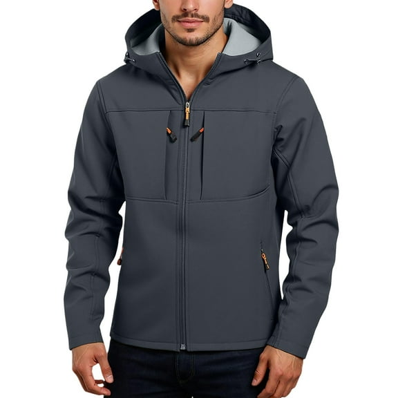 Fgnfyis Mens Winter Jacket Mens Casual Jackets Cozy Lined Outdoor Windproof Warm Jacket for Fall and Winter Comfortable and Stylish Relaxed Fit Sportswear for Men Trench Coat Men Grey XL