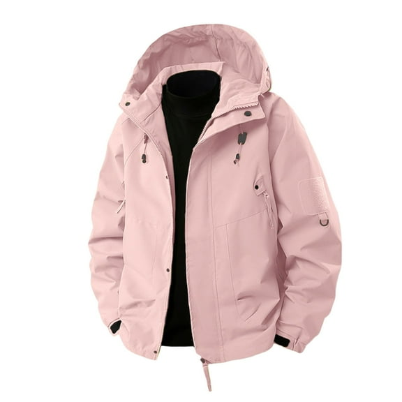 Fgnfyis Mens Winter Jacket Mens and Womens Spring and Autumn Outdoor Jackets Windproof for Outdoor Activities Coats for Men Pink XL