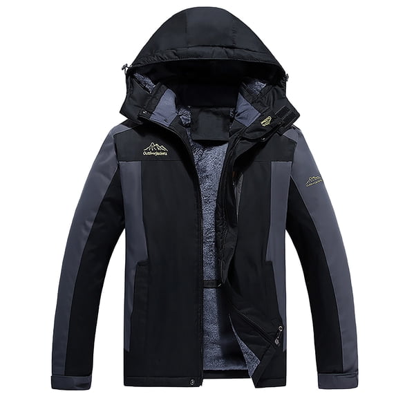Fgnfyis Mens Winter Jacket Ski Warm Lined Raincoat with Multiple Pockets Big Size Outdoor Mountaineering Thicken Coat Winter Coats for Men Black_001 5XL