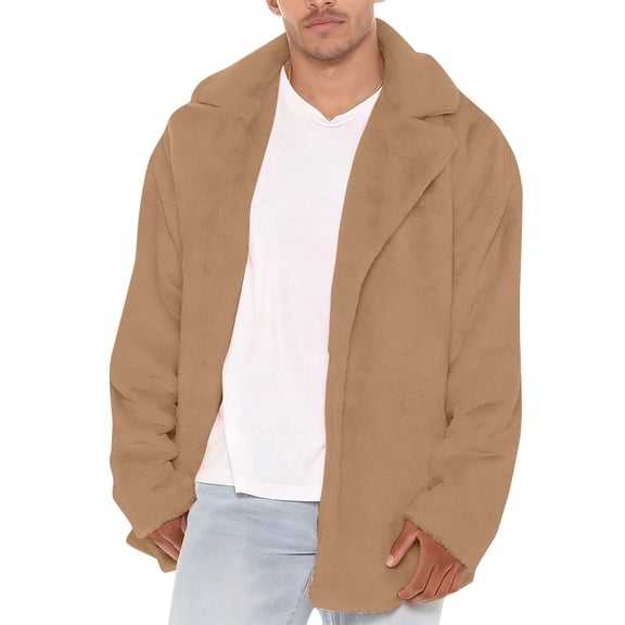 Fgnfyis Mens Winter Jacket Soft Jacket Full Zip Open Front Coat Lightweight Warm Outdoor Casual Wear with Lined Pockets Mens Coats Brown M