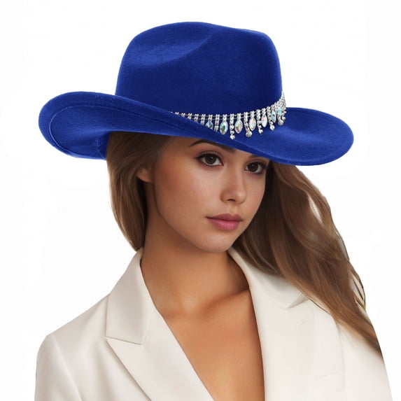 Fgnfyis Mens Womens Jazz Top Hat Western Cowboy Bride Style European Holiday Formal Accessory Blue One Size