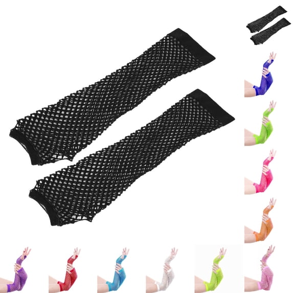 Fgnfyis Mesh Long Fingerless Party Punk Rock Dance Evening Womens Stretchy Club Gloves for Women Accessories Black